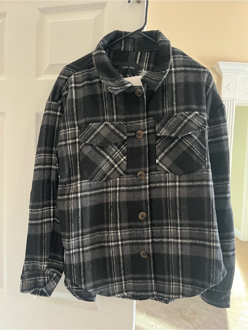 Love Tree Black & White Plaid Shacket
